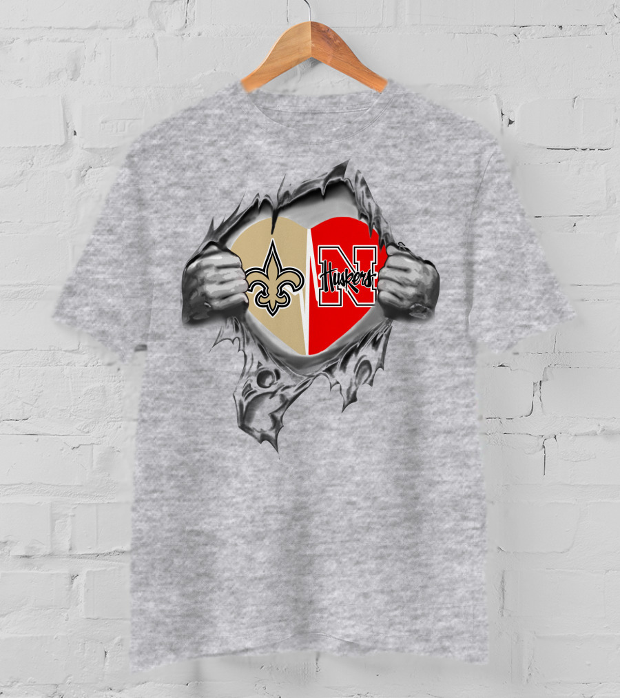 Saints Huskers Heart Logo Burst T-Shirt