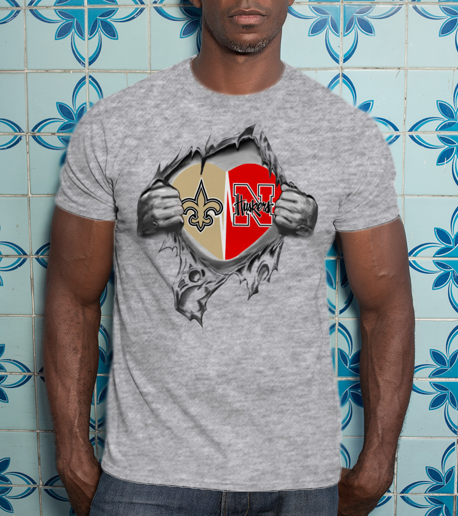 Saints Huskers Heart Logo Burst T-Shirt