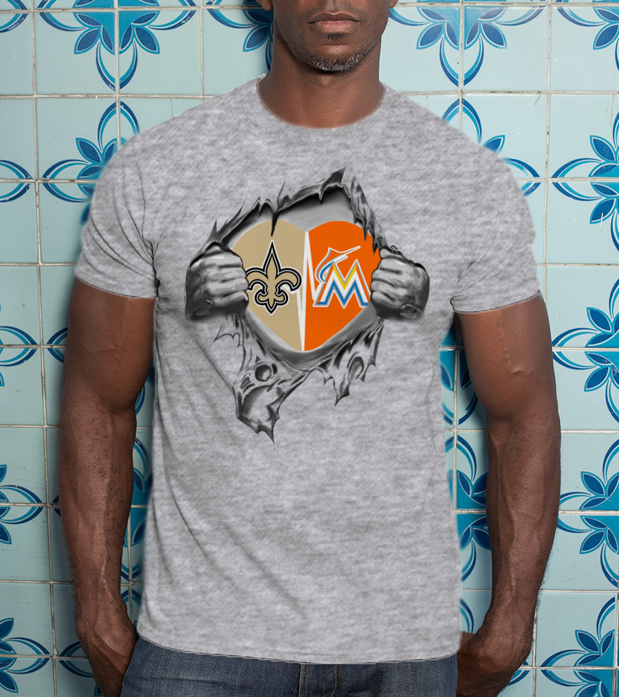 Saints And Marlins Heart Tear T-Shirt
