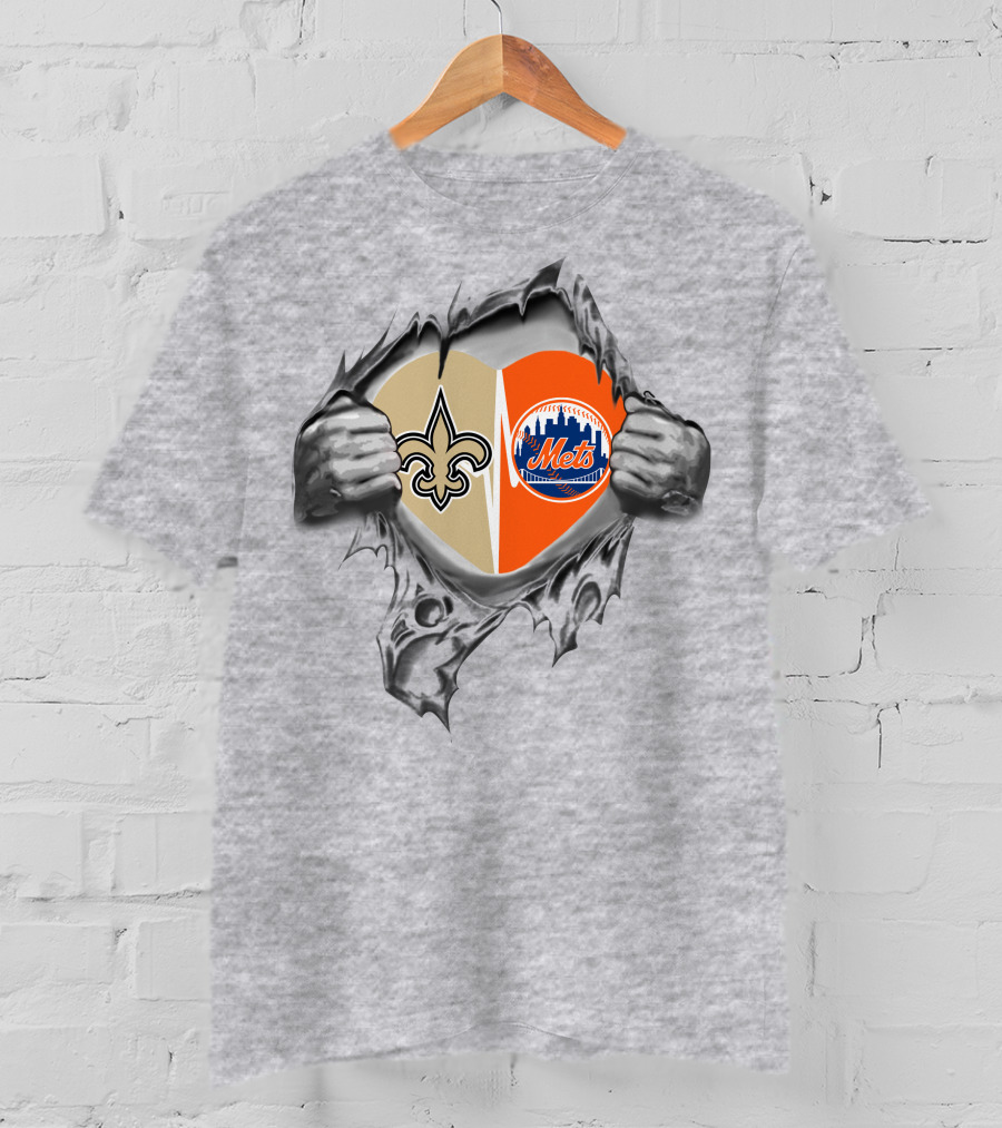 Saints Mets Heart With Iconic Symbols T-Shirt