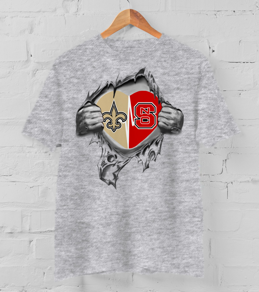 Saints NC State Heart Split T-Shirt