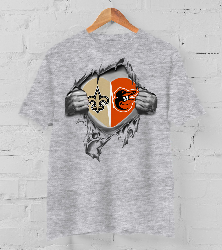 Saints Orioles Heart Symbol T-Shirt