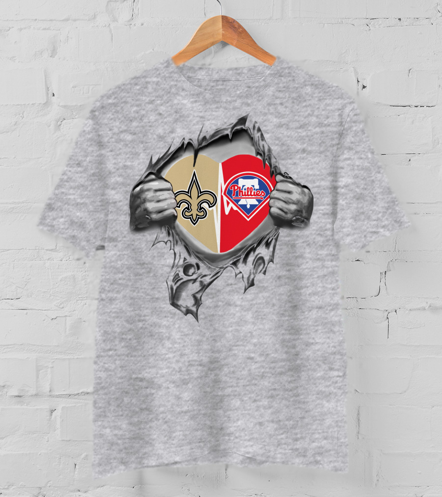 Saints Phillies Heart Logo Tear T-Shirt