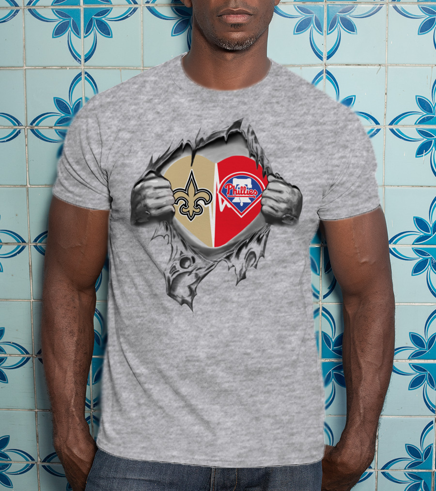 Saints Phillies Heart Logo Tear T-Shirt