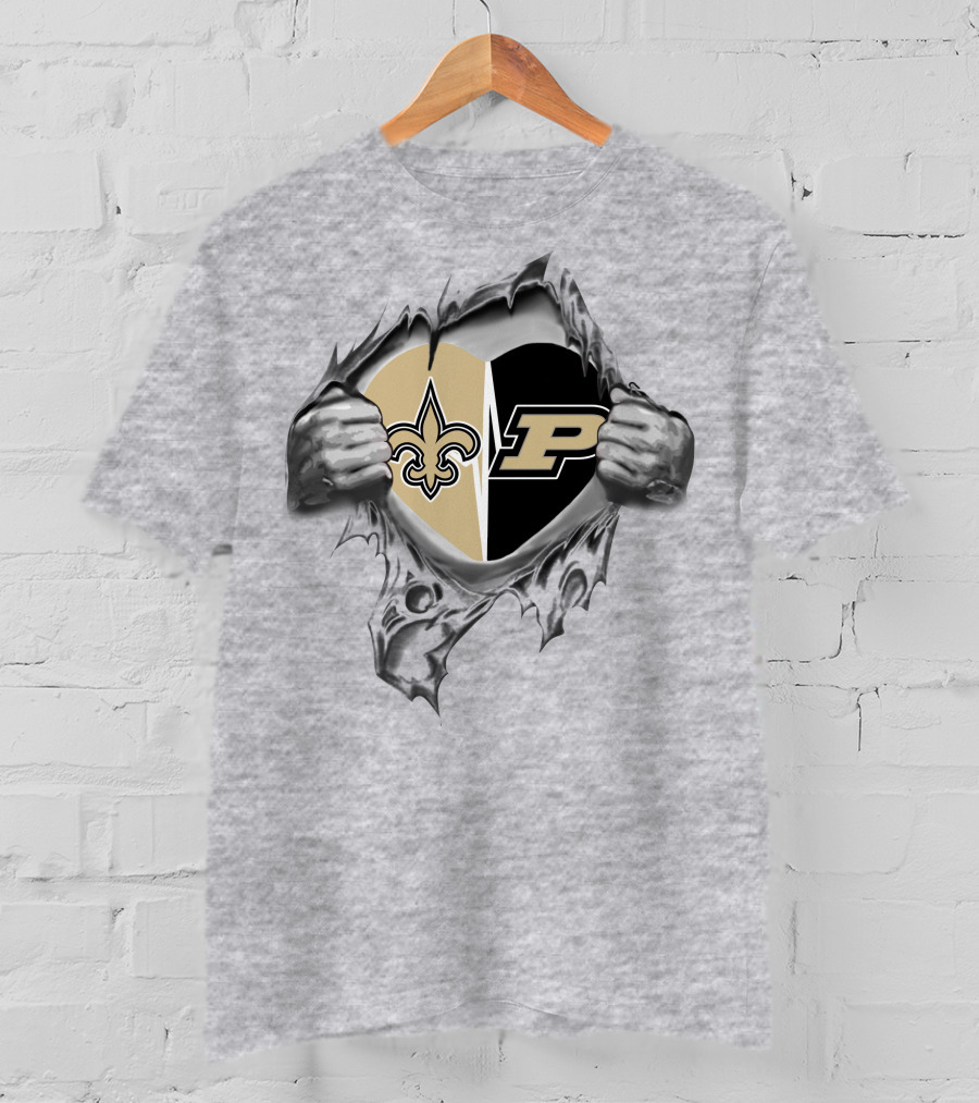 Saints Purdue Heart Rip T-Shirt