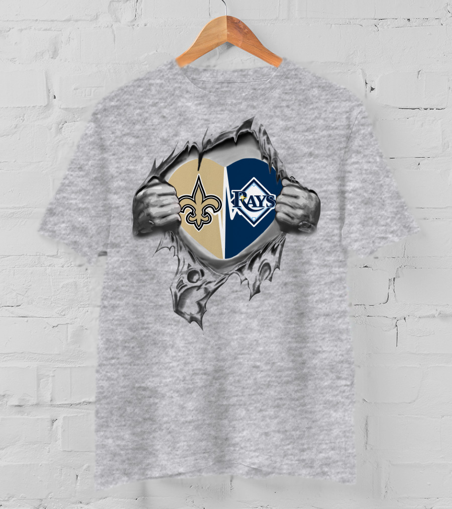 Saints Rays Heart Logo With Torn Hands T-Shirt
