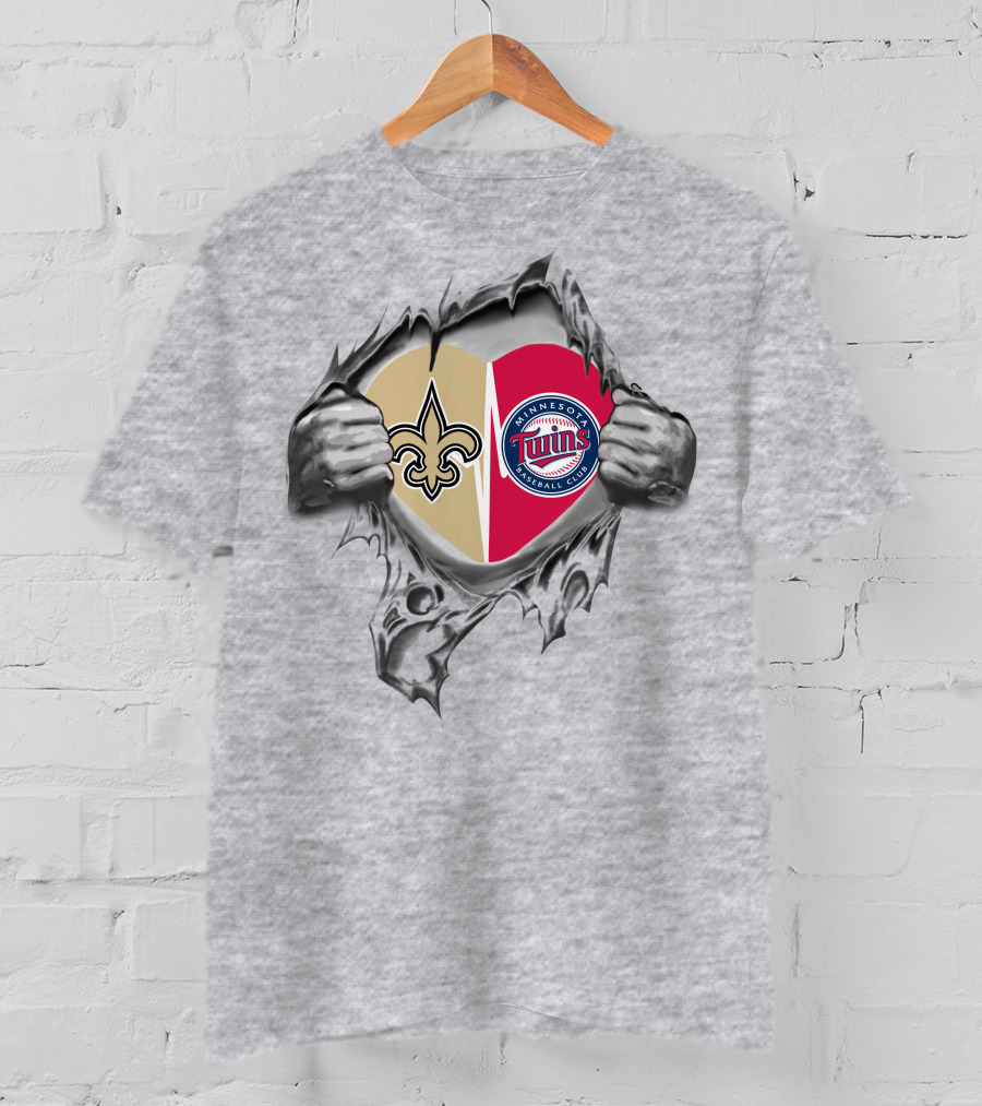 New Orleans Saints Minnesota Twins Heart T-Shirt