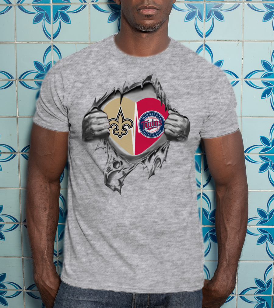 New Orleans Saints Minnesota Twins Heart T-Shirt