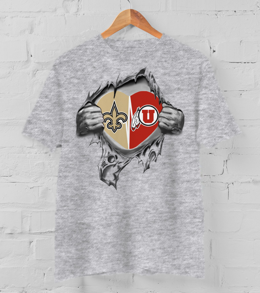 Saints Utah Utes Heart Torn Open T-Shirt