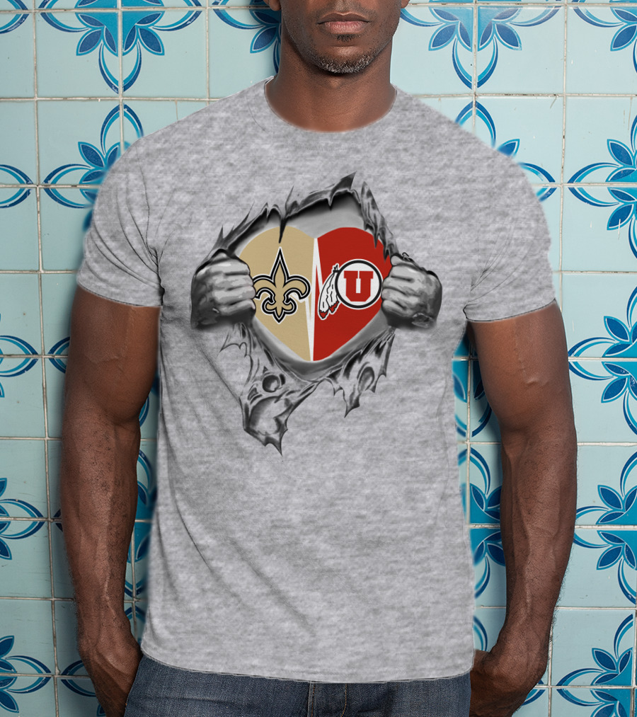 Saints Utah Utes Heart Torn Open T-Shirt