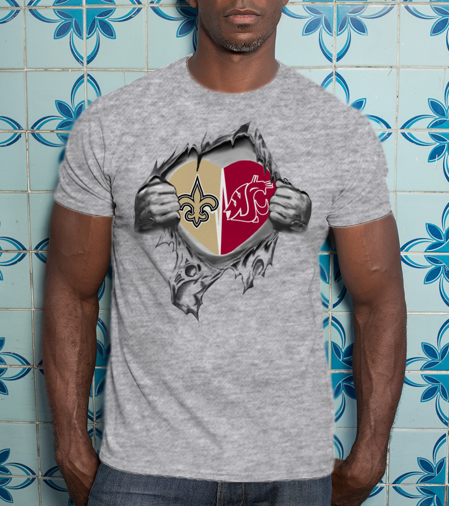 Saints Washington State Cougars Heart It's In My Heart T-Shirt