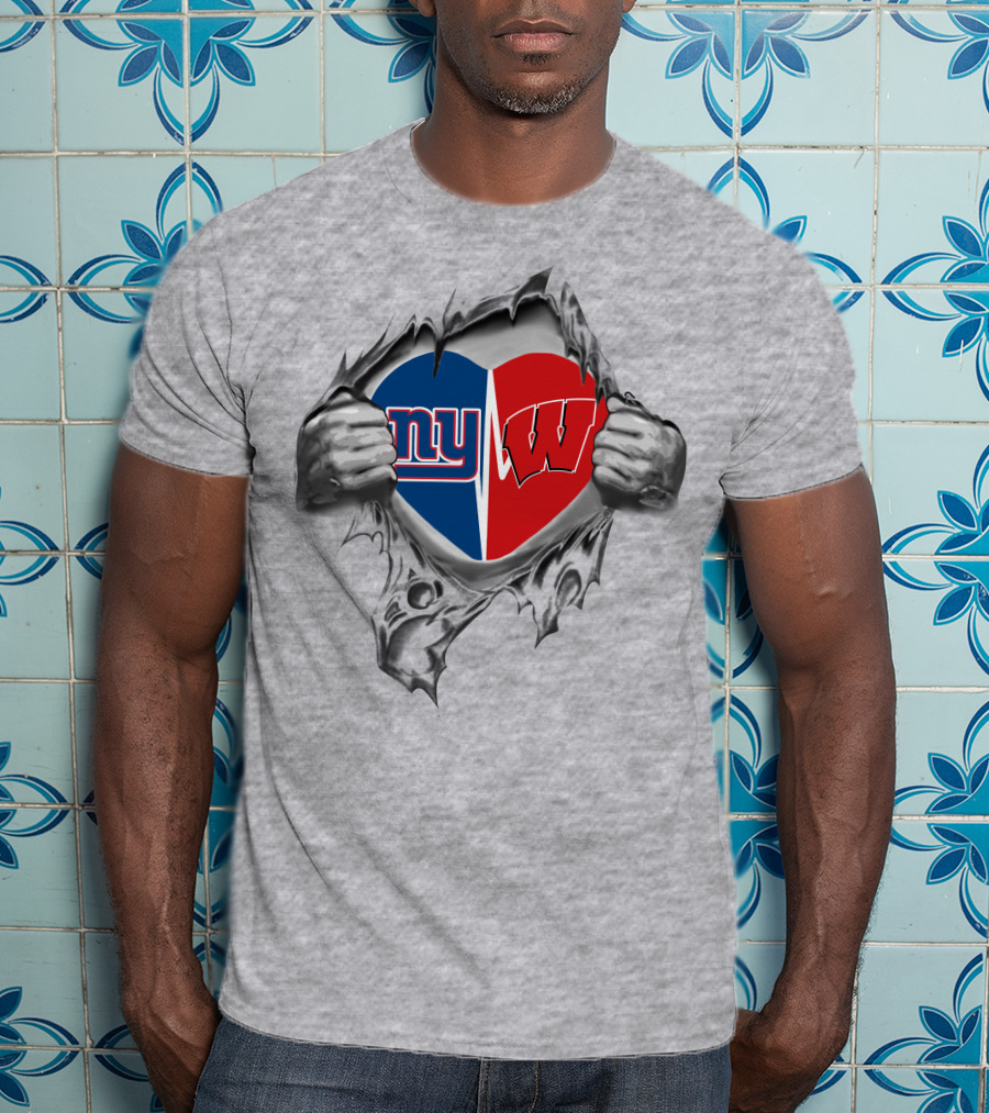 Giants NY Badgers W Heart T-Shirt