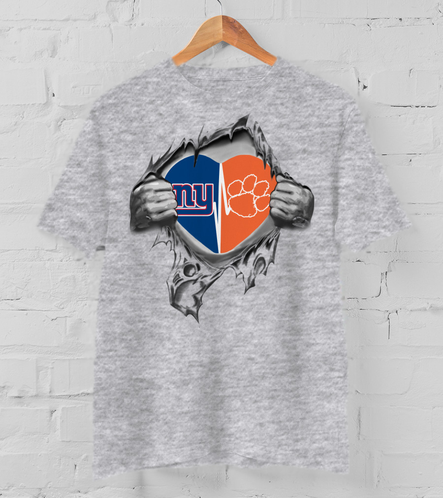 Giants Clemson Tigers Heartbeat Passion T-Shirt