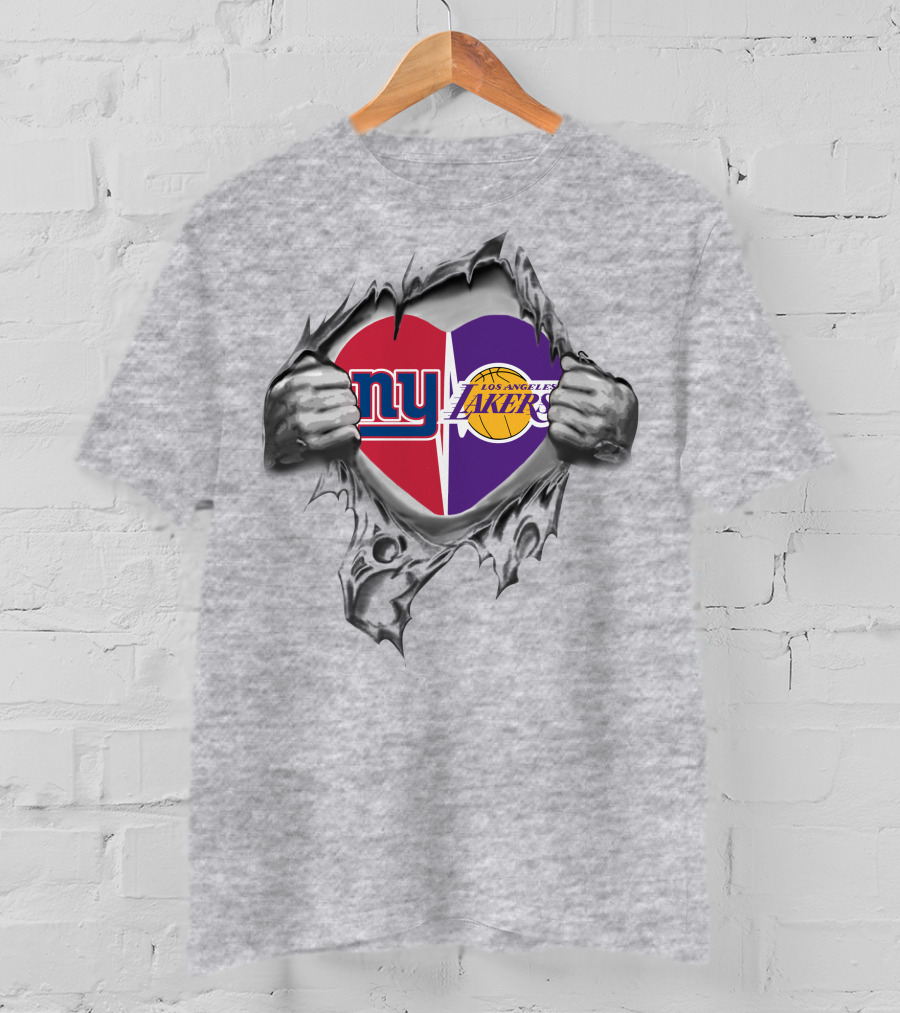 Giants Lakers Logos Revealed In Heart T-Shirt