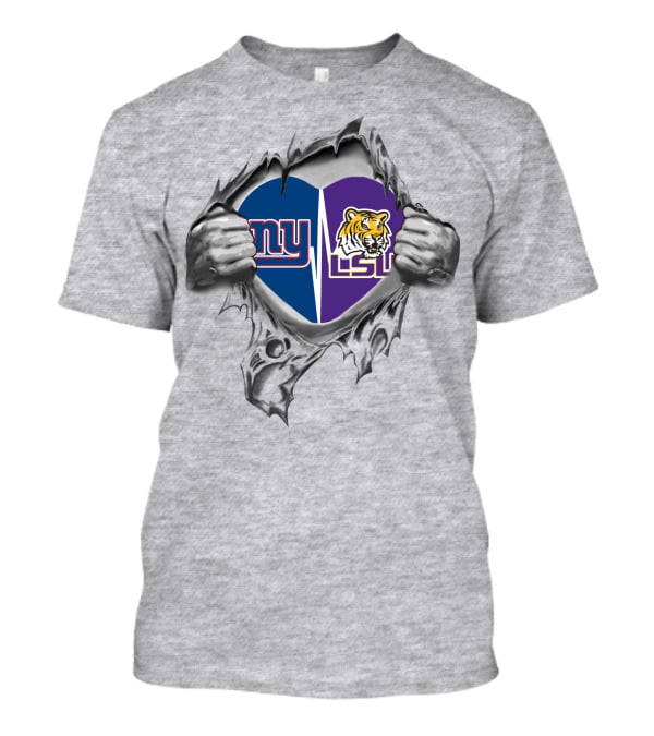 Giants LSU Heart With Tigers And Team Loyalty T-Shirt