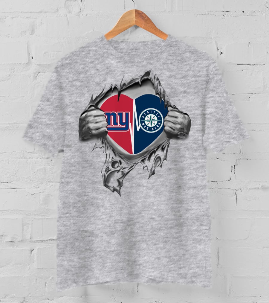 Giants Mariners Heart Torn Revealing T-Shirt