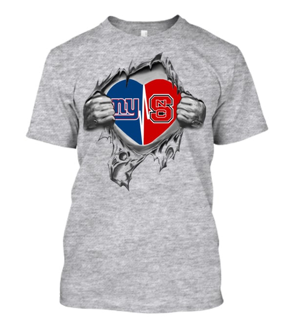 Giants NC State Heart Symbol Ripped T-Shirt