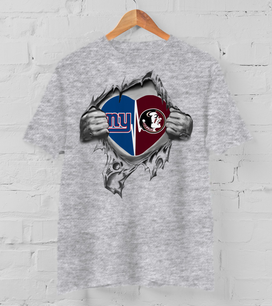 New York Giants And Florida State Seminoles It's In My Heart T-Shirt