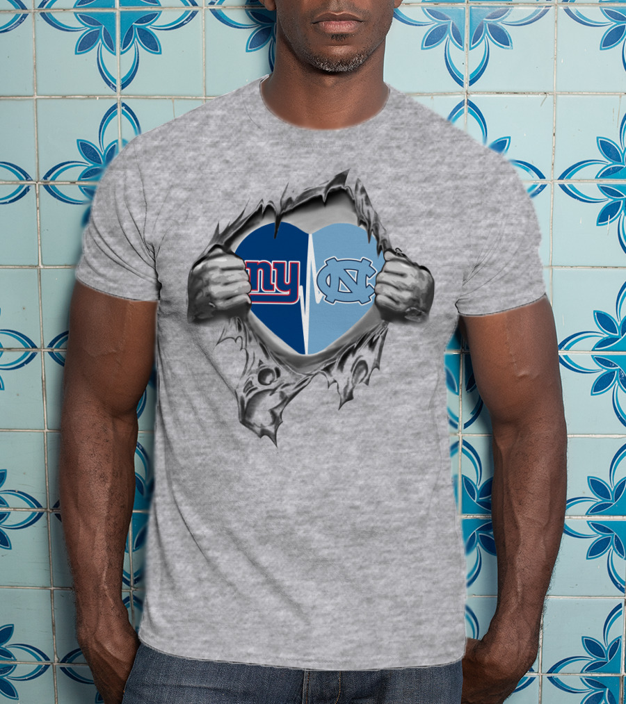 Giants Tar Heels Heart With New York North Carolina T-Shirt