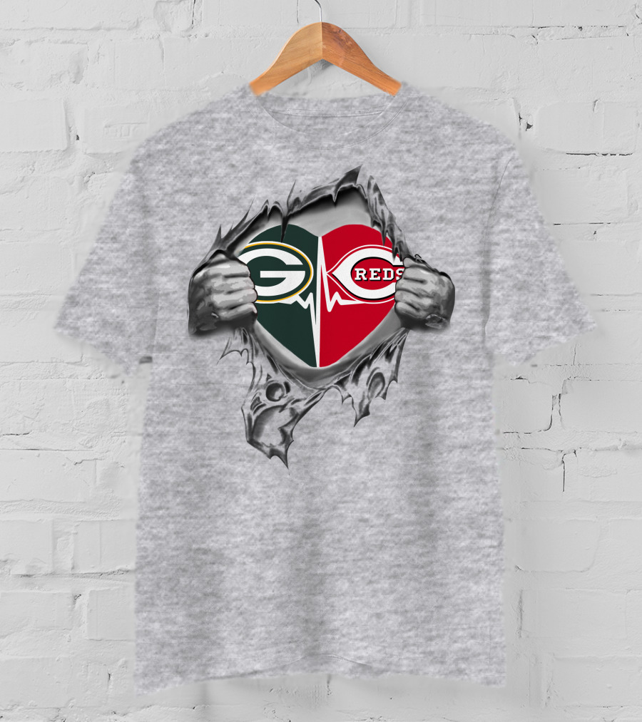 Green Bay Packers Reds Heart T-Shirt