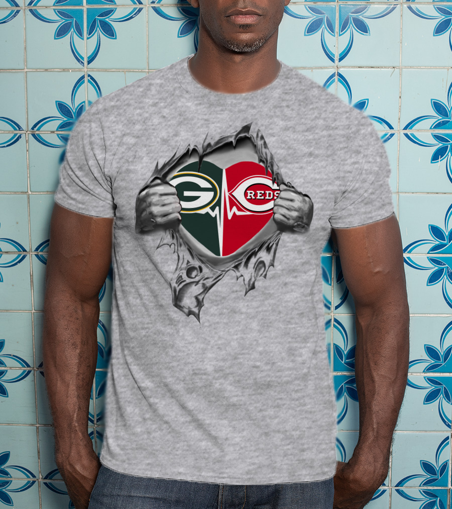 Green Bay Packers Reds Heart T-Shirt