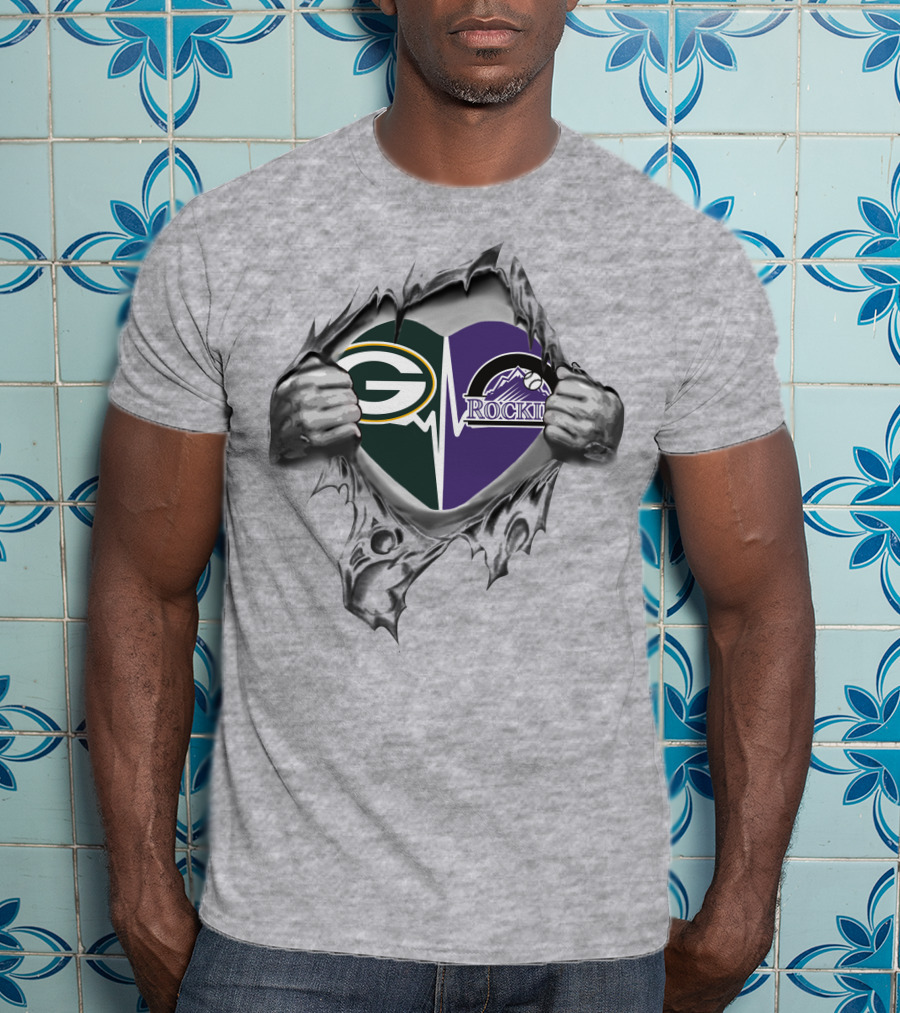 Green Bay Packers Colorado Rockies Heart T-Shirt