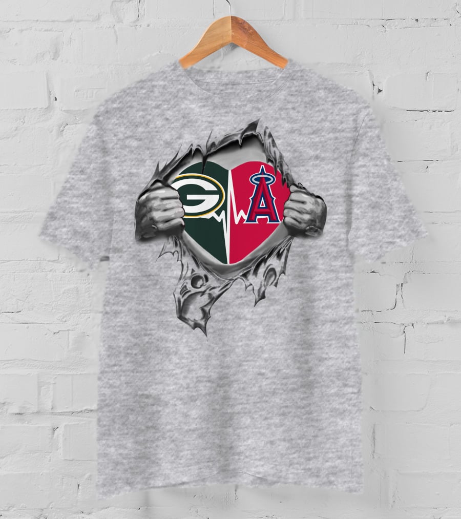 Green Bay Packers Los Angeles Angels Heartbeat Split T-Shirt