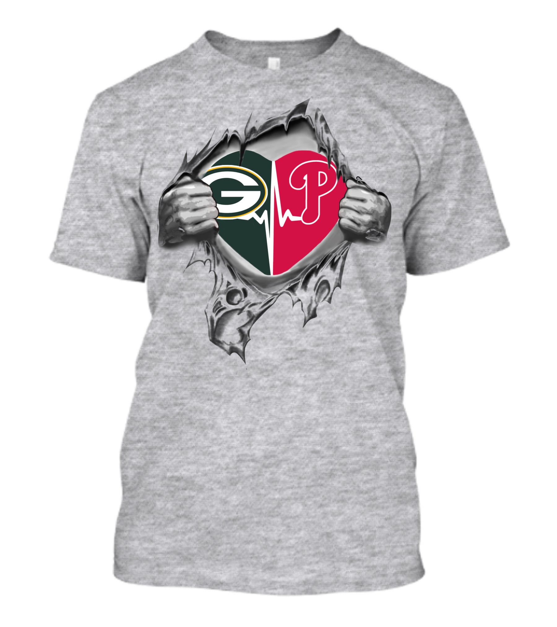Green Bay Packers Philadelphia Phillies Heartbeat T-Shirt