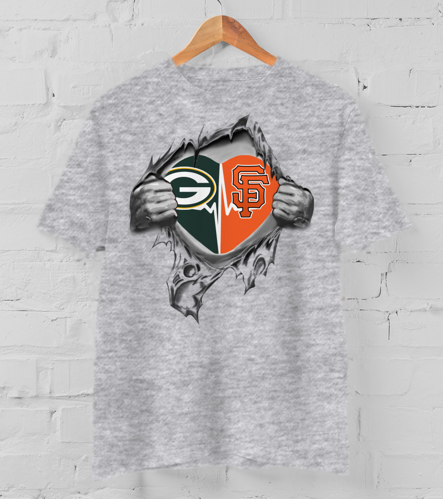 Green Bay Packers San Francisco Giants Heartbeat T-Shirt