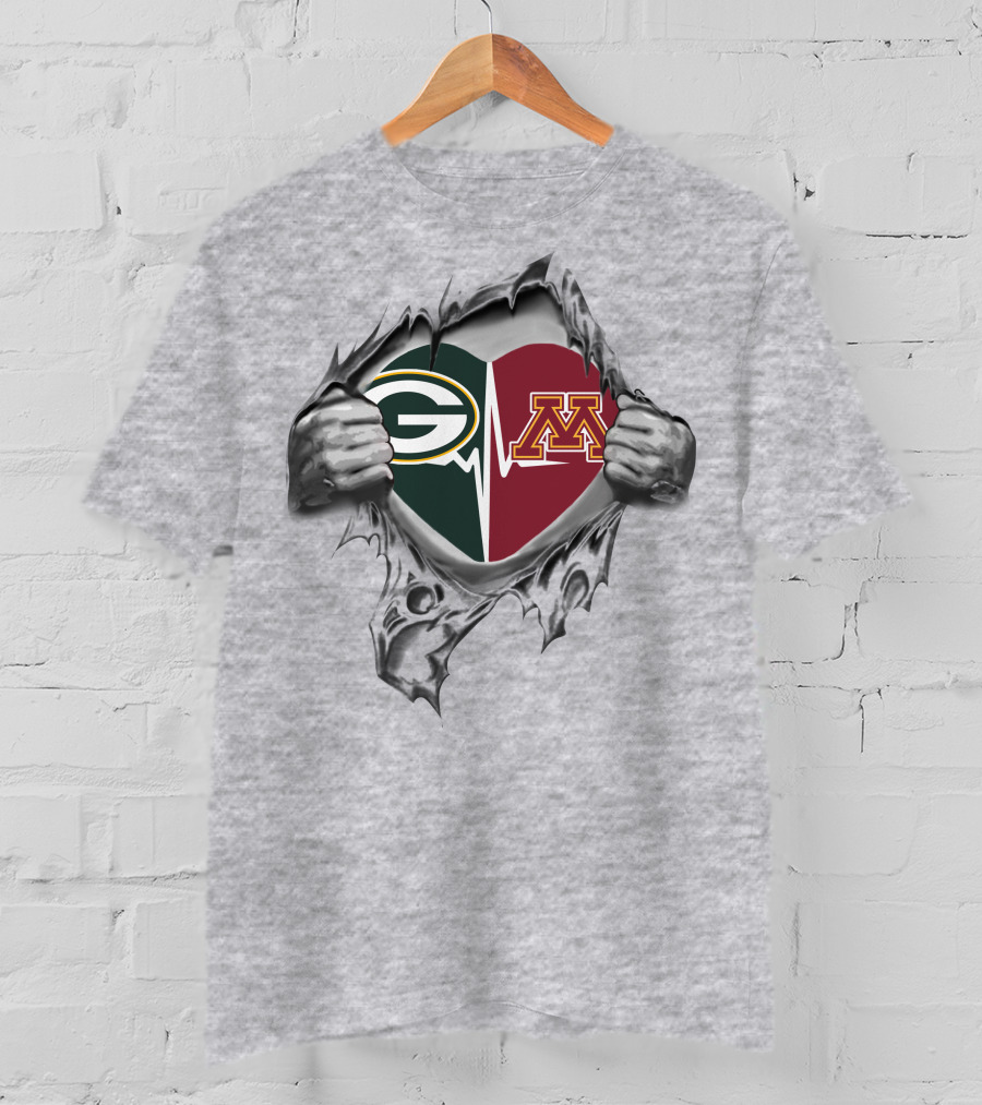 Green Bay Packers Minnesota Gophers Heartbeat T-Shirt