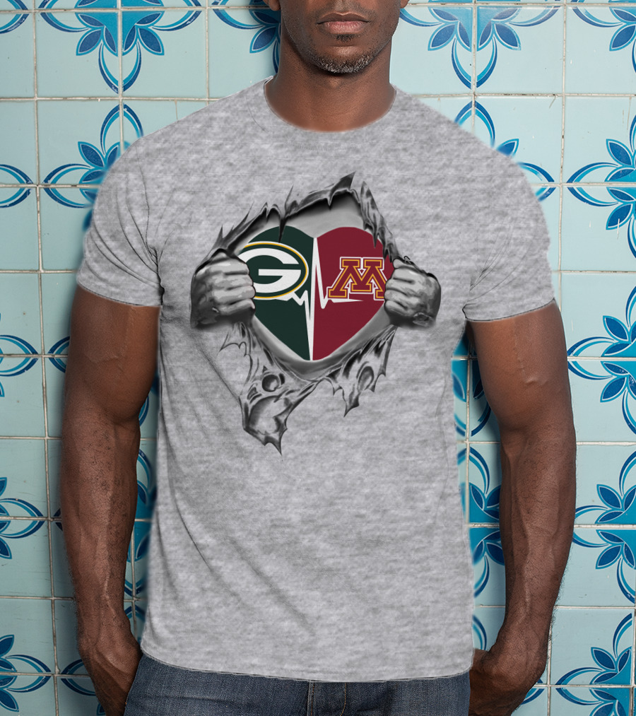 Green Bay Packers Minnesota Gophers Heartbeat T-Shirt