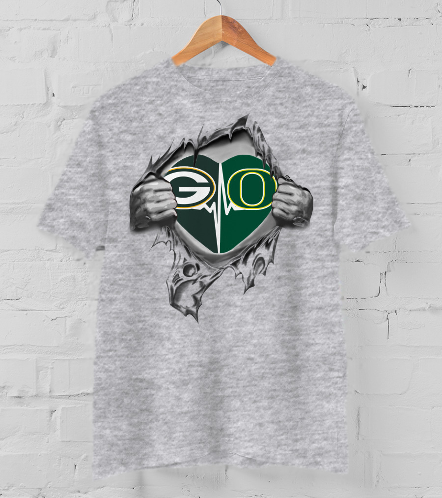 Green Bay Packers Oregon Ducks Heartbeat T-Shirt