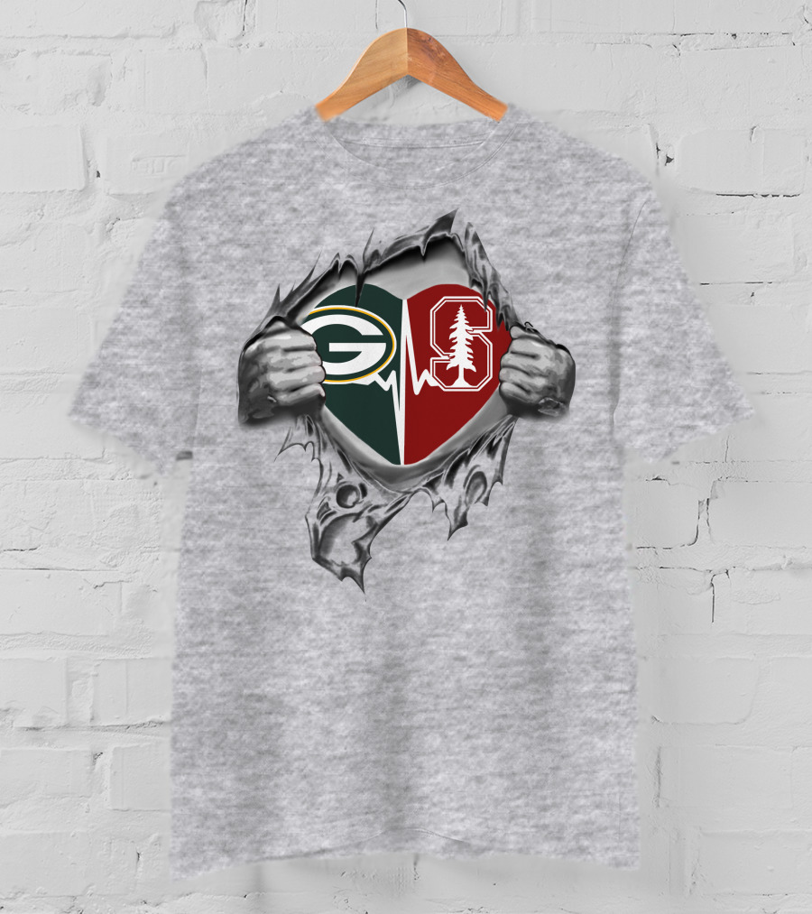 Green Bay Packers Stanford Cardinal Heartbeat T-Shirt