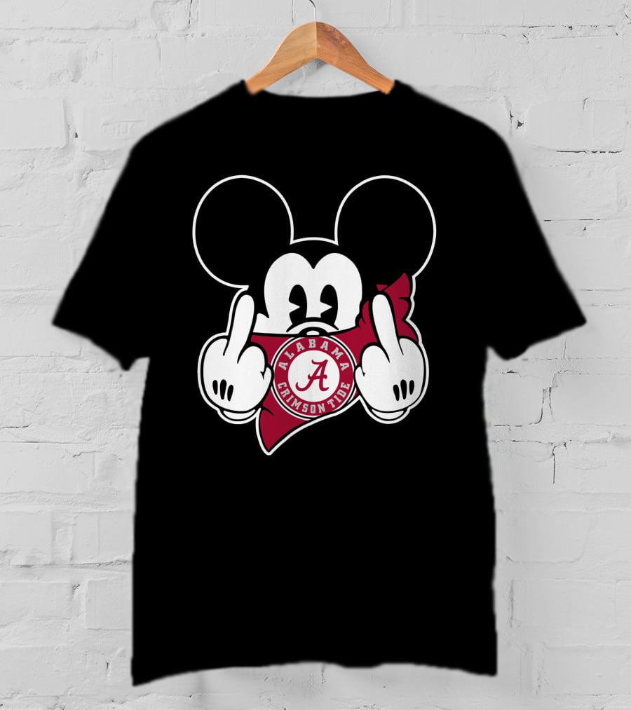 Alabama Crimson Tide Mickey Mouse Logo Football T-Shirt