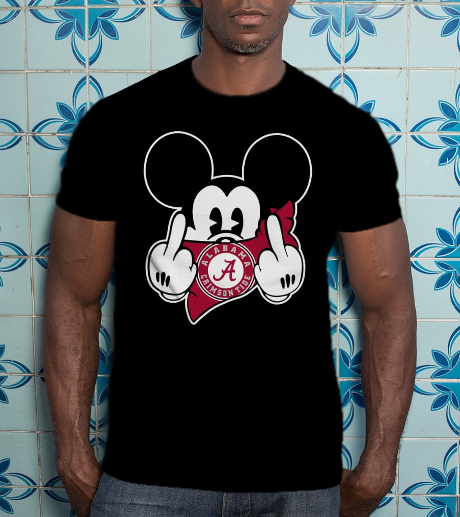 Alabama Crimson Tide Mickey Mouse Logo Football T-Shirt