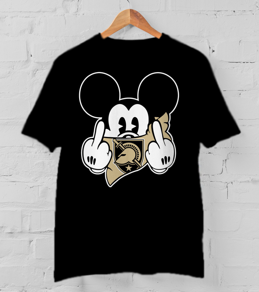 Mickey Army Black Knights Logo Middle Fingers T-Shirt
