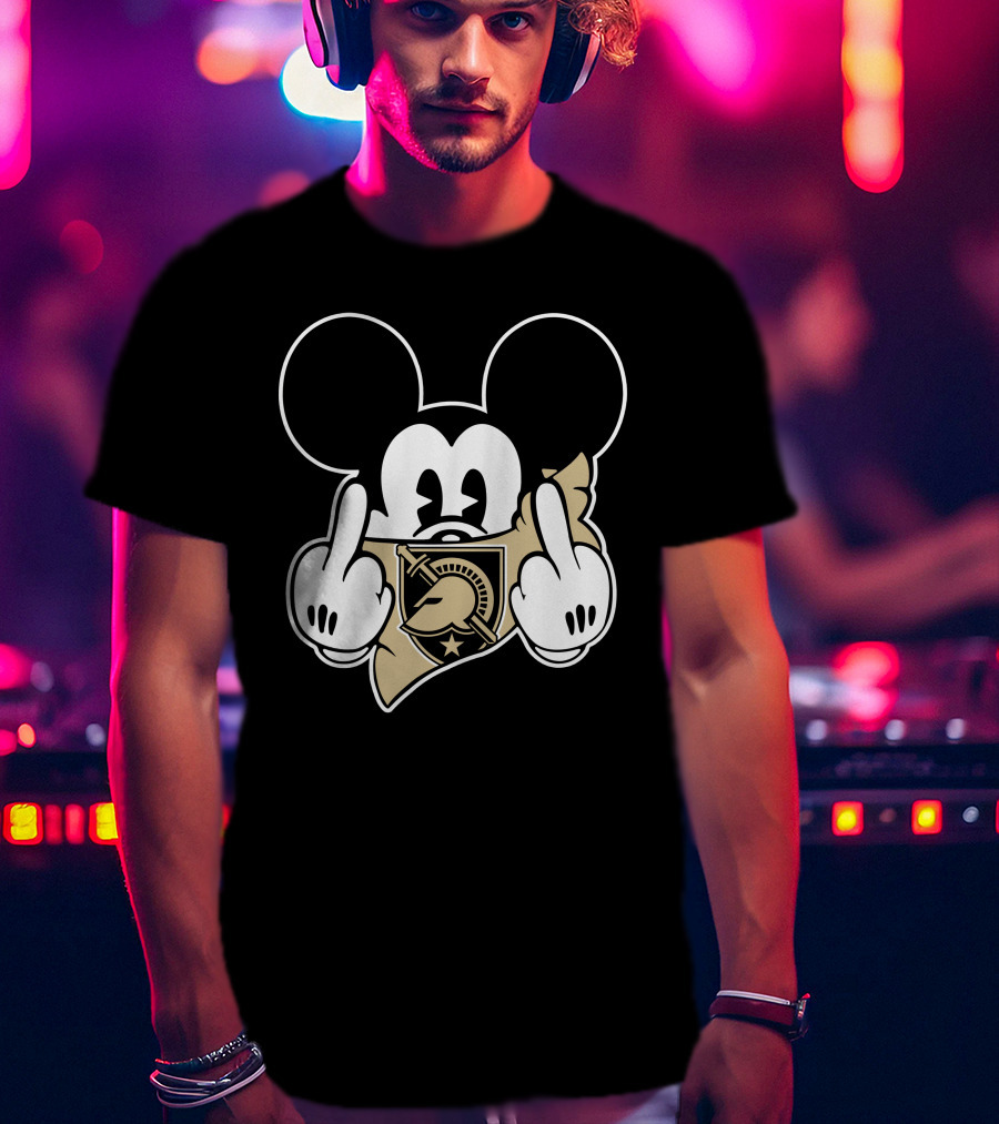 Mickey Army Black Knights Logo Middle Fingers T-Shirt