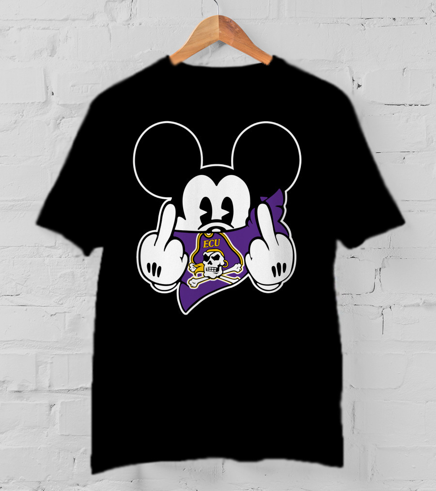 Ecu Pirates Mickey Middle Finger T-Shirt