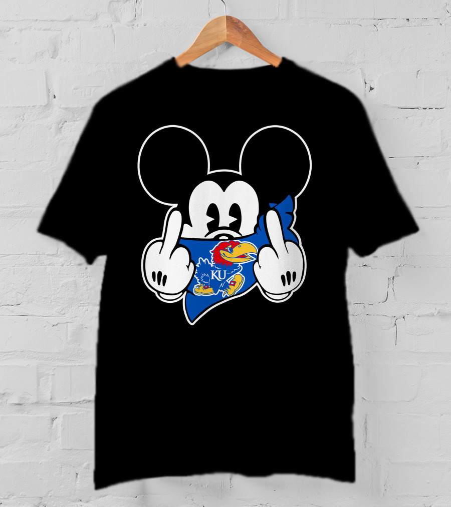 Kansas Jayhawks Mickey Mouse KU Logo Dark Humor T-Shirt