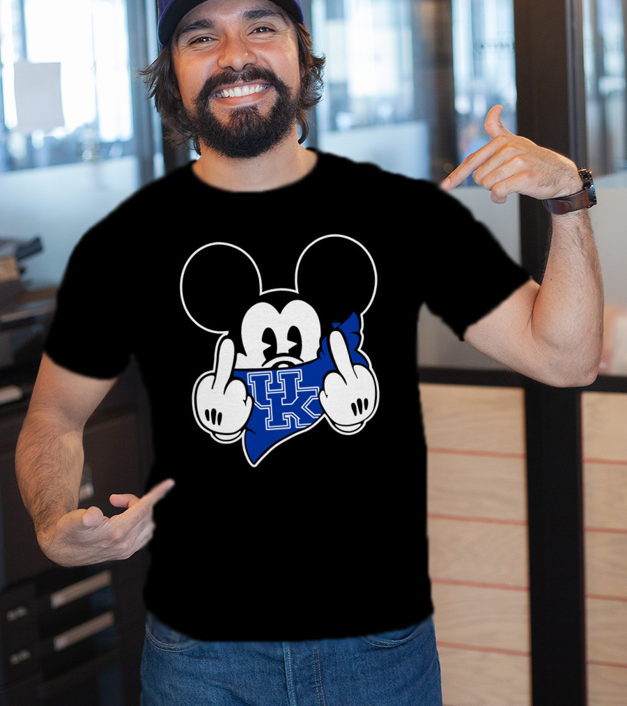 Kentucky Wildcats Mickey Middle Finger Gesture UK T-Shirt