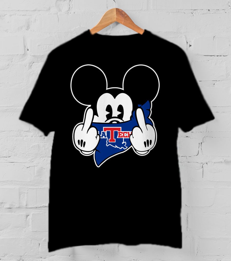 LA Tech Bulldogs Mickey Middle Finger Gesture T-Shirt