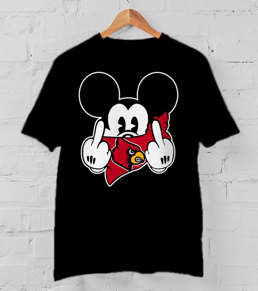 Louisville Cardinals Mickey Mouse Middle Finger T-Shirt