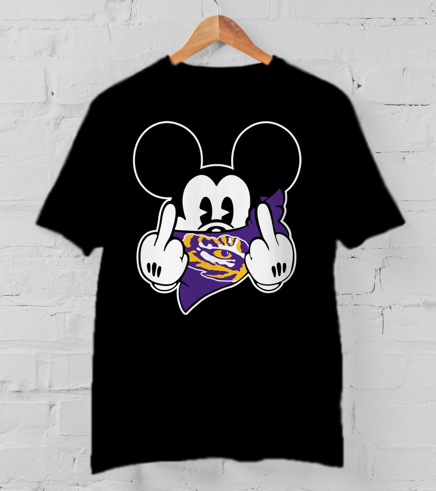 LSU Tigers Mickey Middle Finger Bandana T-Shirt
