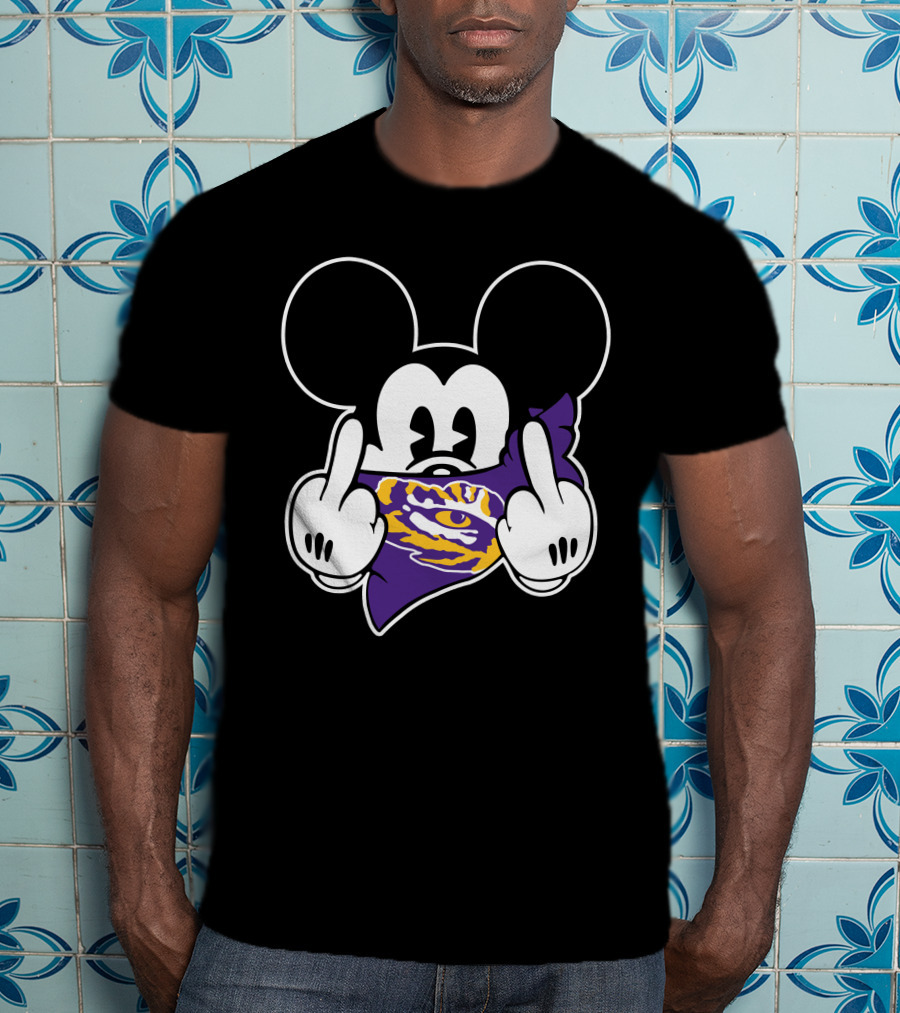 LSU Tigers Mickey Middle Finger Bandana T-Shirt