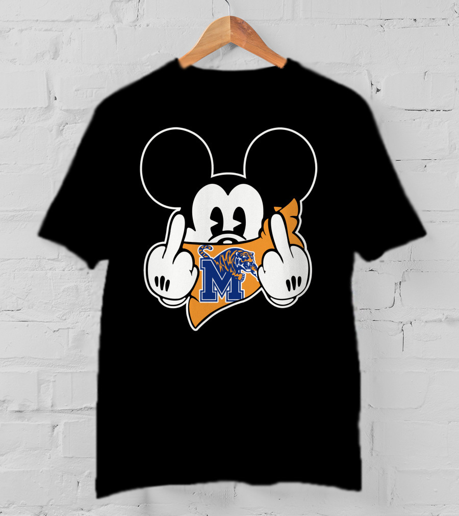 Memphis Tigers Mickey Mouse Logo Bandana Gesture T-Shirt