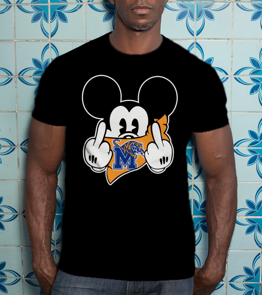Memphis Tigers Mickey Mouse Logo Bandana Gesture T-Shirt