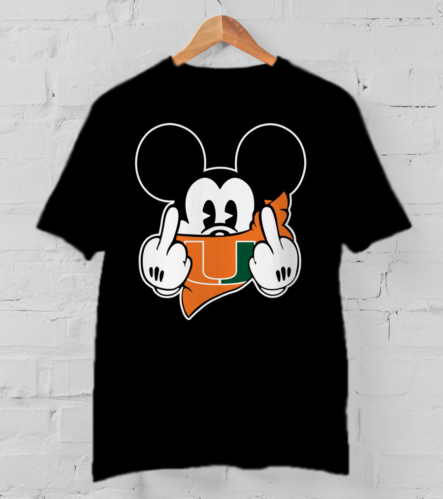 Miami Hurricanes Mickey Mouse U Hand Gesture T-Shirt