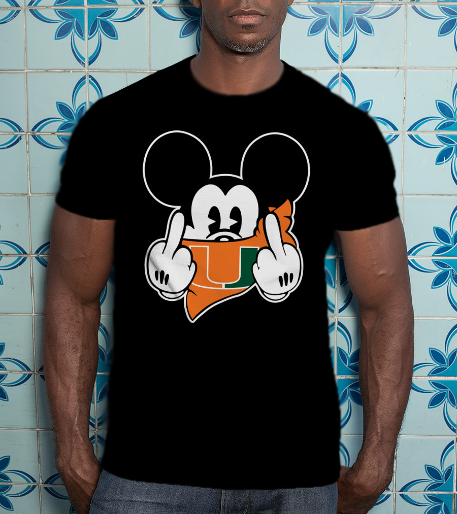 Miami Hurricanes Mickey Mouse U Hand Gesture T-Shirt