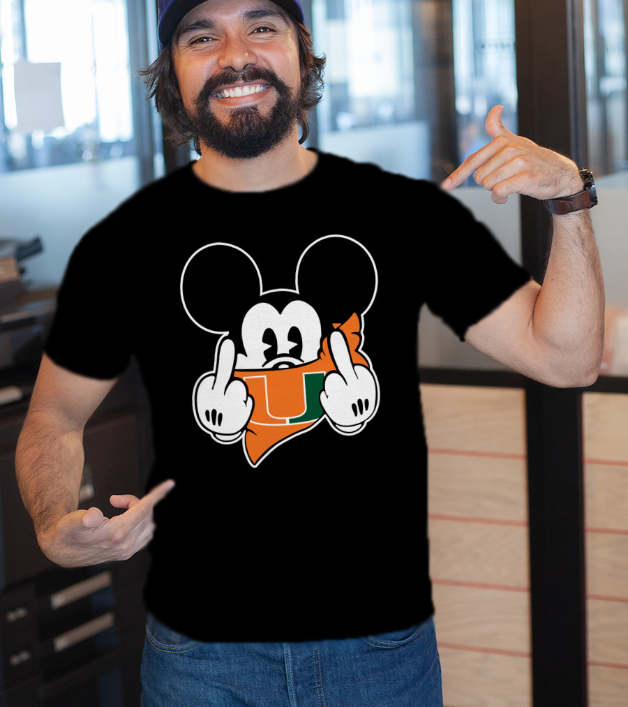Miami Hurricanes Mickey Mouse U Hand Gesture T-Shirt