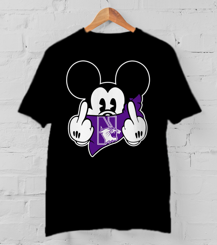 Northwestern Wildcats Mickey Middle Fingers T-Shirt